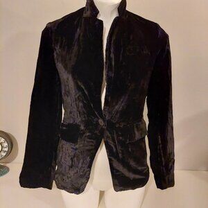 Oliviaceous Black Blazer Soft Crushed Velvet S Single Button Moc High‎ Neck